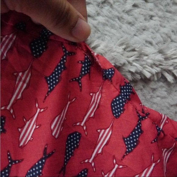 Columbia PFG Button Up Shirt Mens Large Red USA flag Fish Print Vented Fishing - Picture 2 of 12